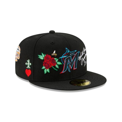 Miami Marlins Gorra | New Era MLB Icon 59fifty Fitted Cap Mexico - Negros